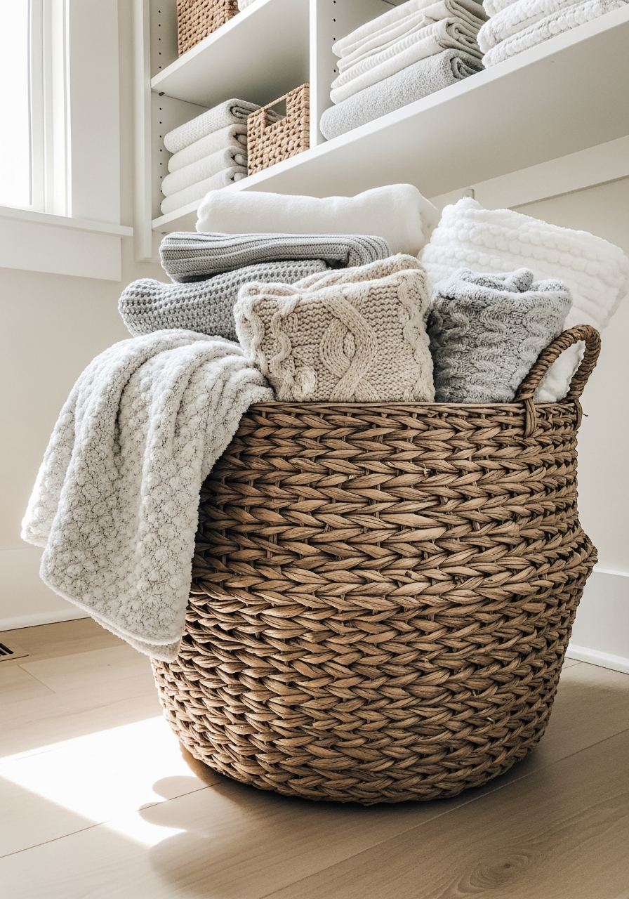 26. Use Decorative Baskets for Throws