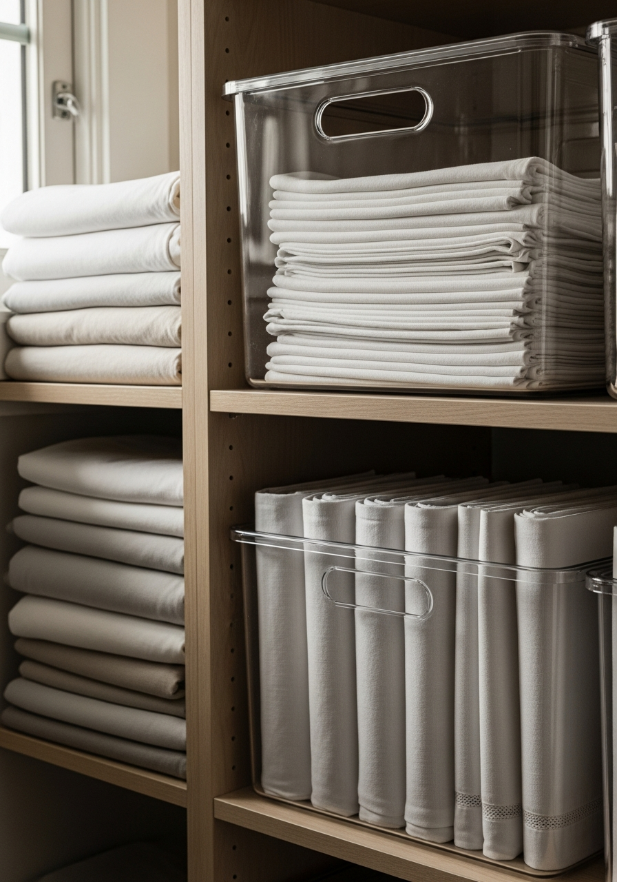 31. Keep Table Linens in Bins