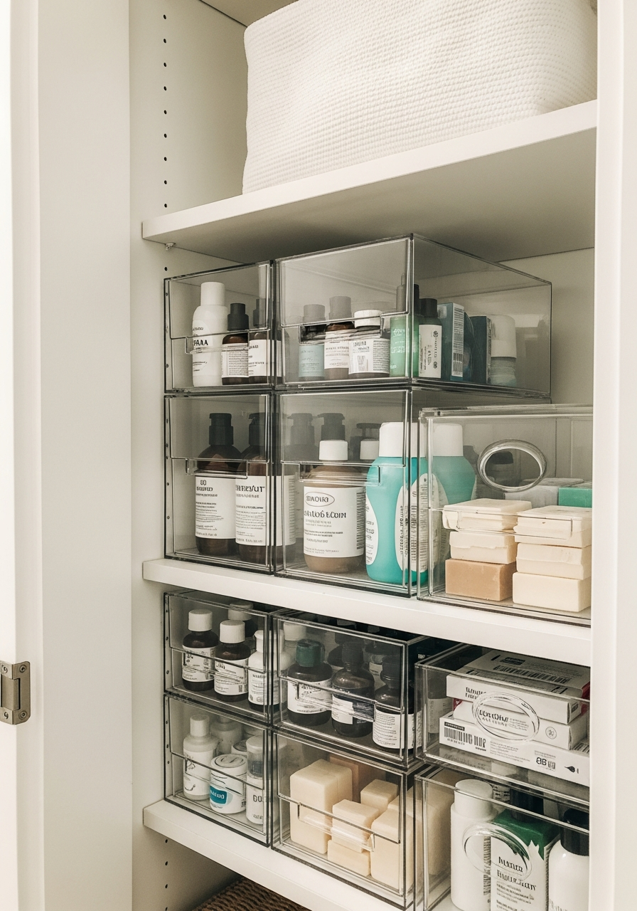 9. Install Stackable Clear Drawers