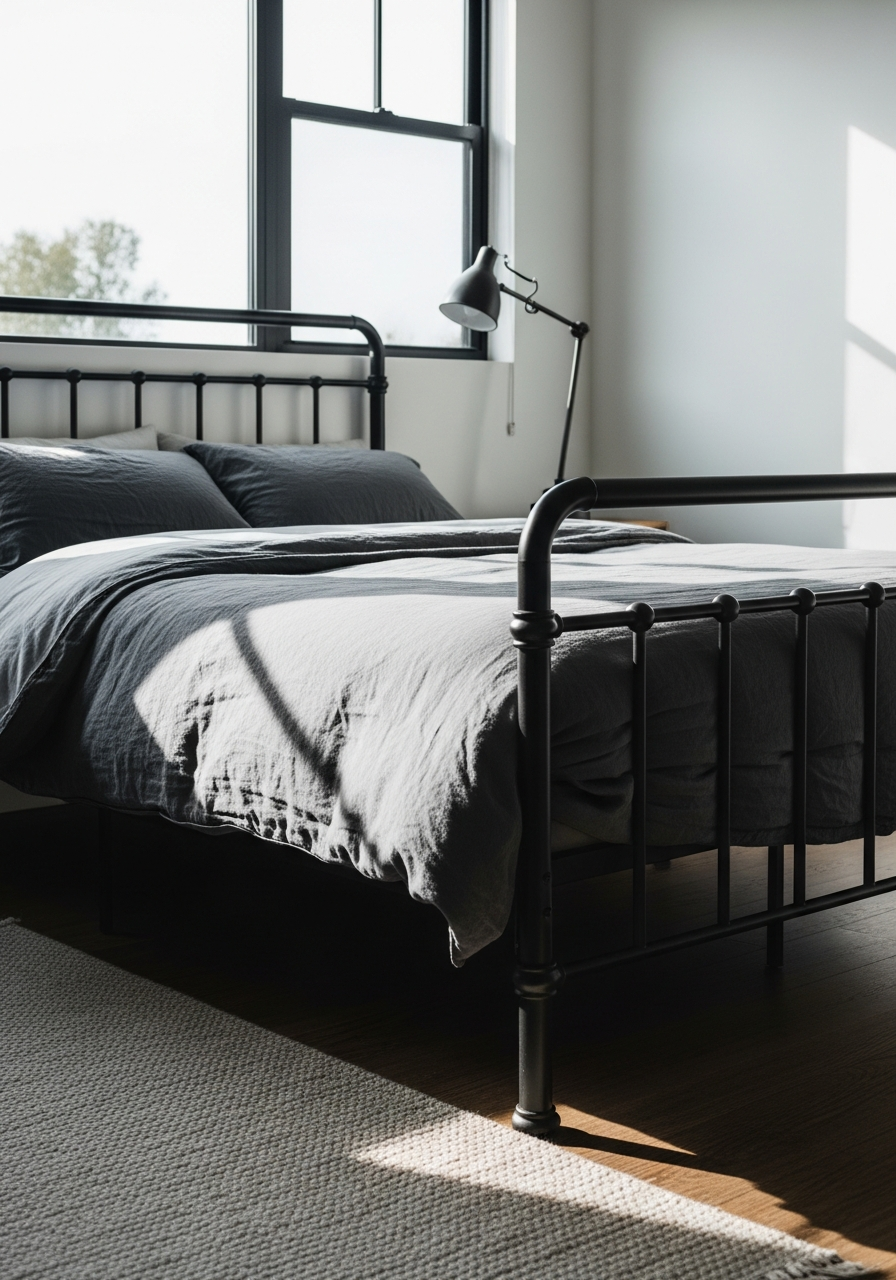 2. Industrial Metal Bed Frames