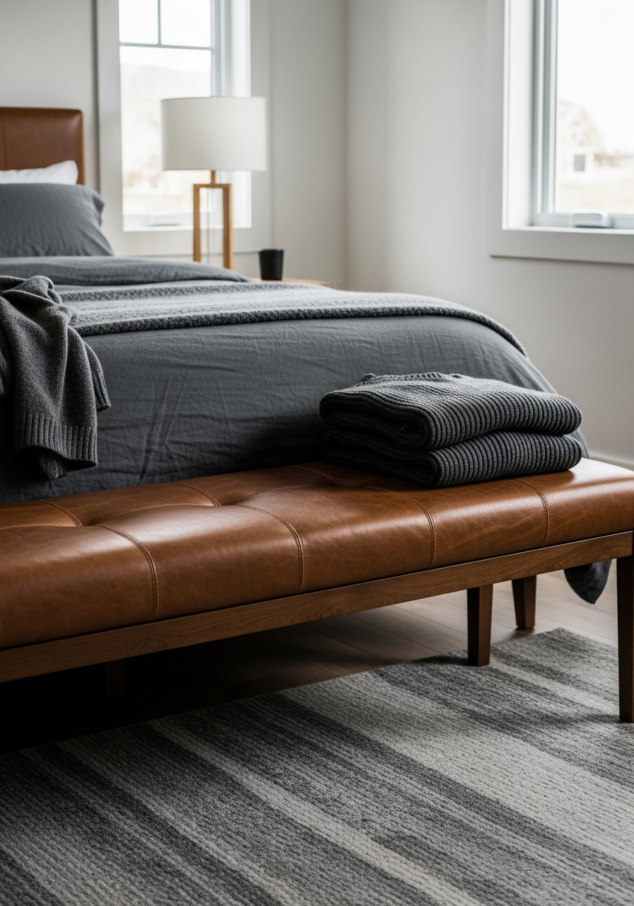 37. Leather Bench Seating