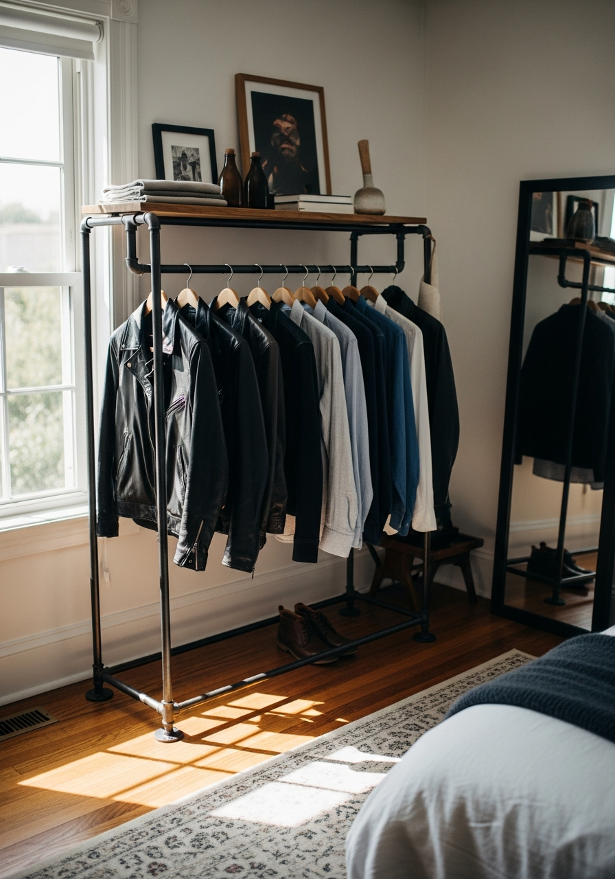 42. Industrial Pipe Clothing Racks