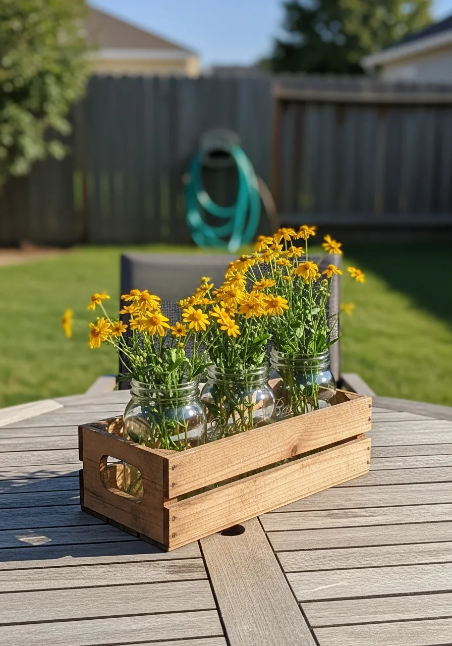 30. Wooden Crate Centerpiece