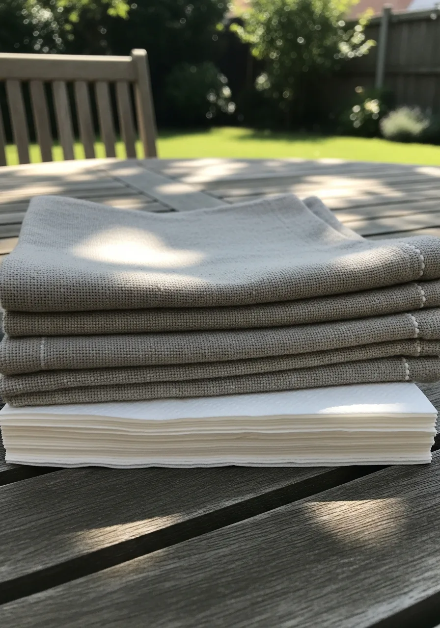 38. Fabric Napkins Over Paper