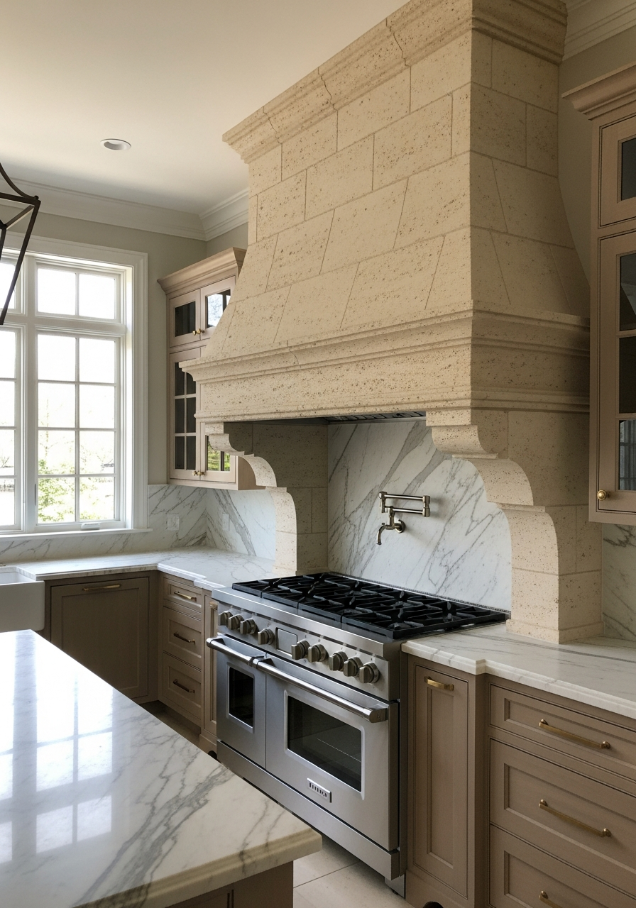 14. Timeless Custom Stone Range Hoods