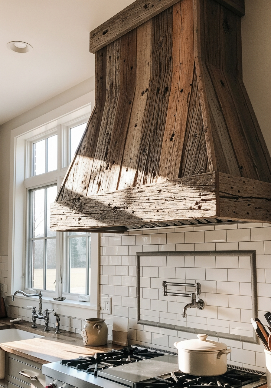 31. Rustic Reclaimed Wood Hood