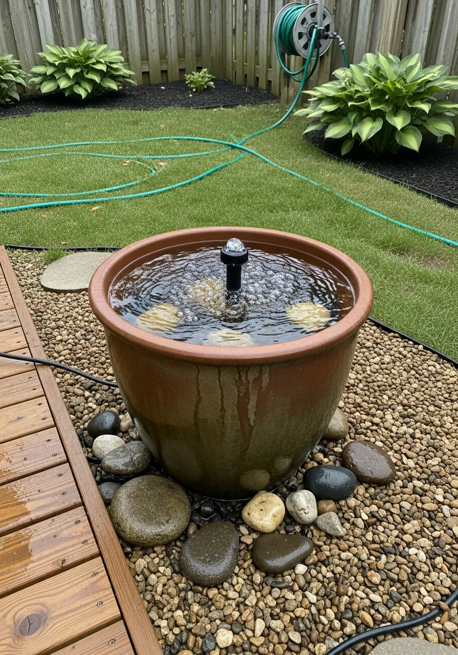 12. Container Fountain DIY Setup