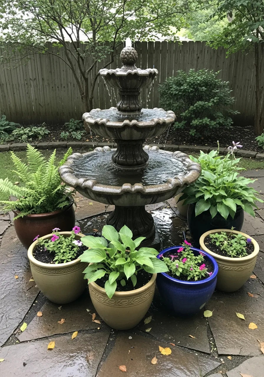 22. Fountain With Surrounding Planters