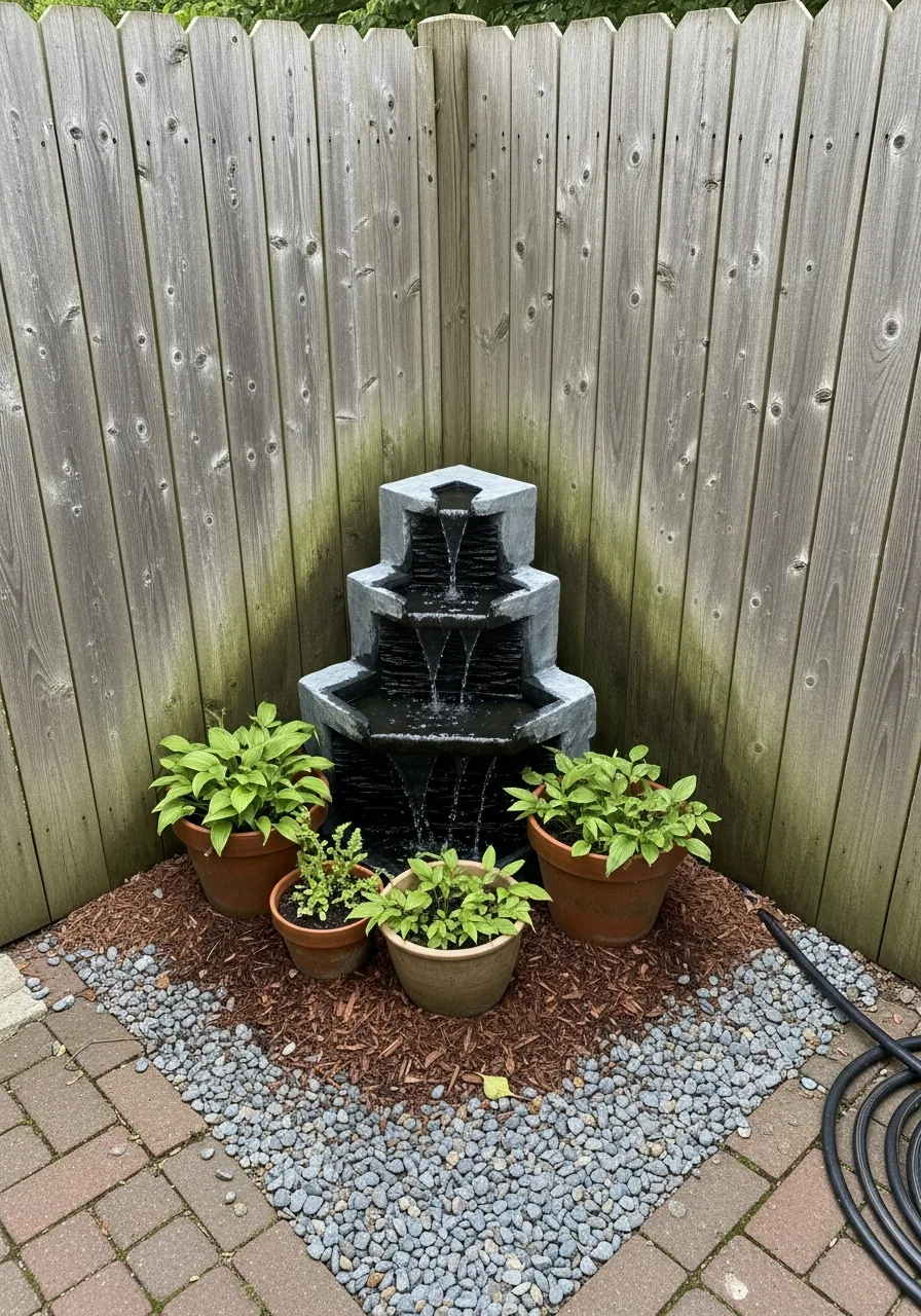 27. Corner Fountain Small Backyards