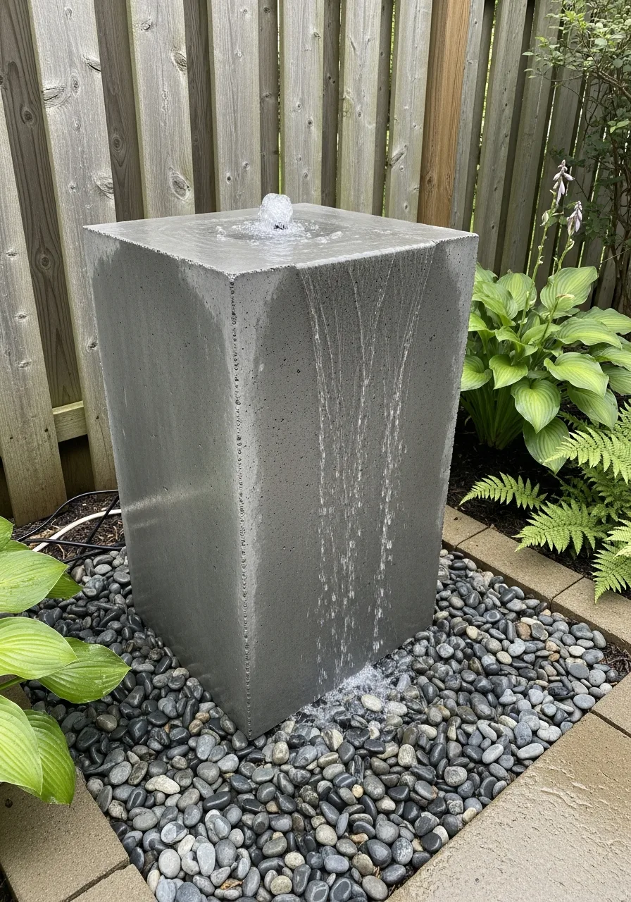29. Minimalist Concrete Fountain Block
