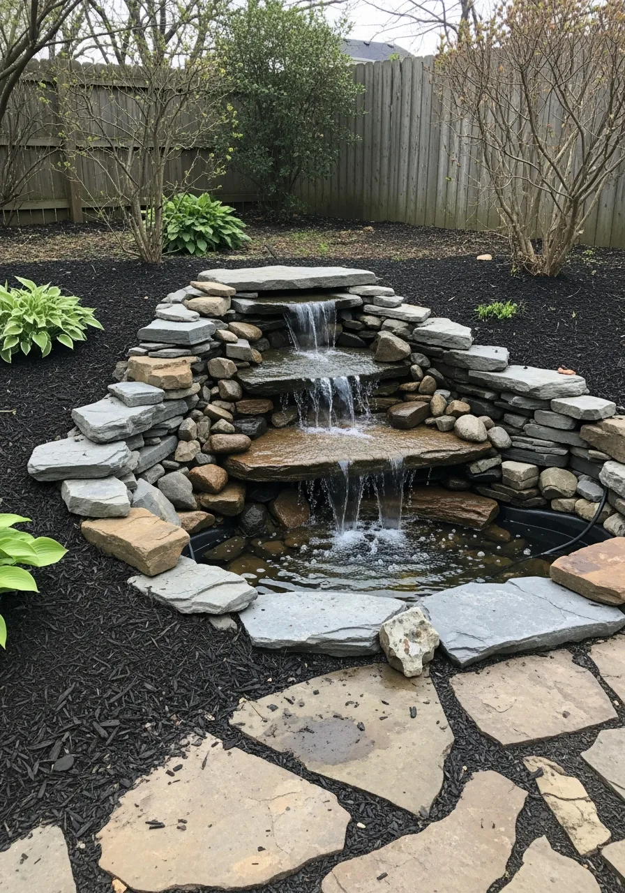 6. Natural Rock Waterfall Fountain