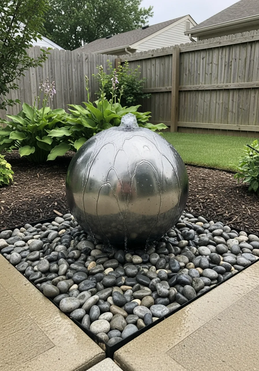 8. Sphere Fountain With Reflective Finish
