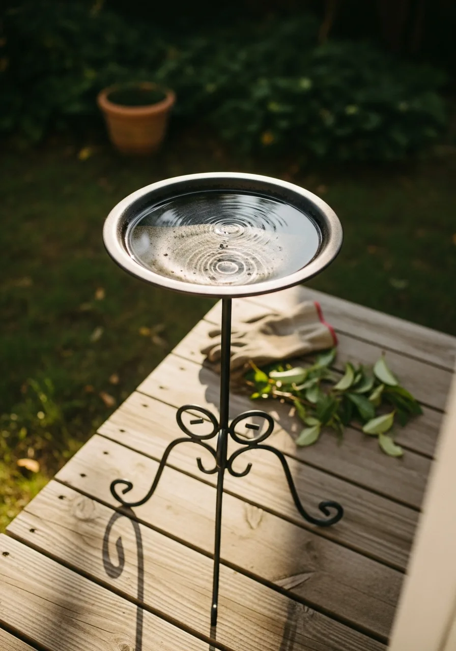 10. Metal Stand Bird Bath