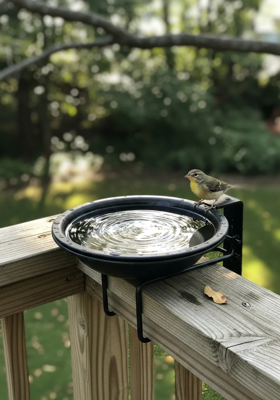 14. Deck-Mounted Bird Bath