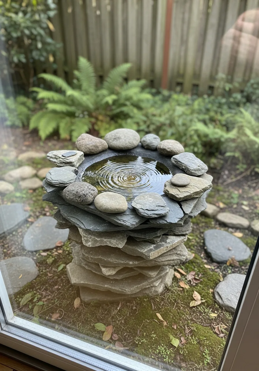 21. Rock Garden Bird Bath