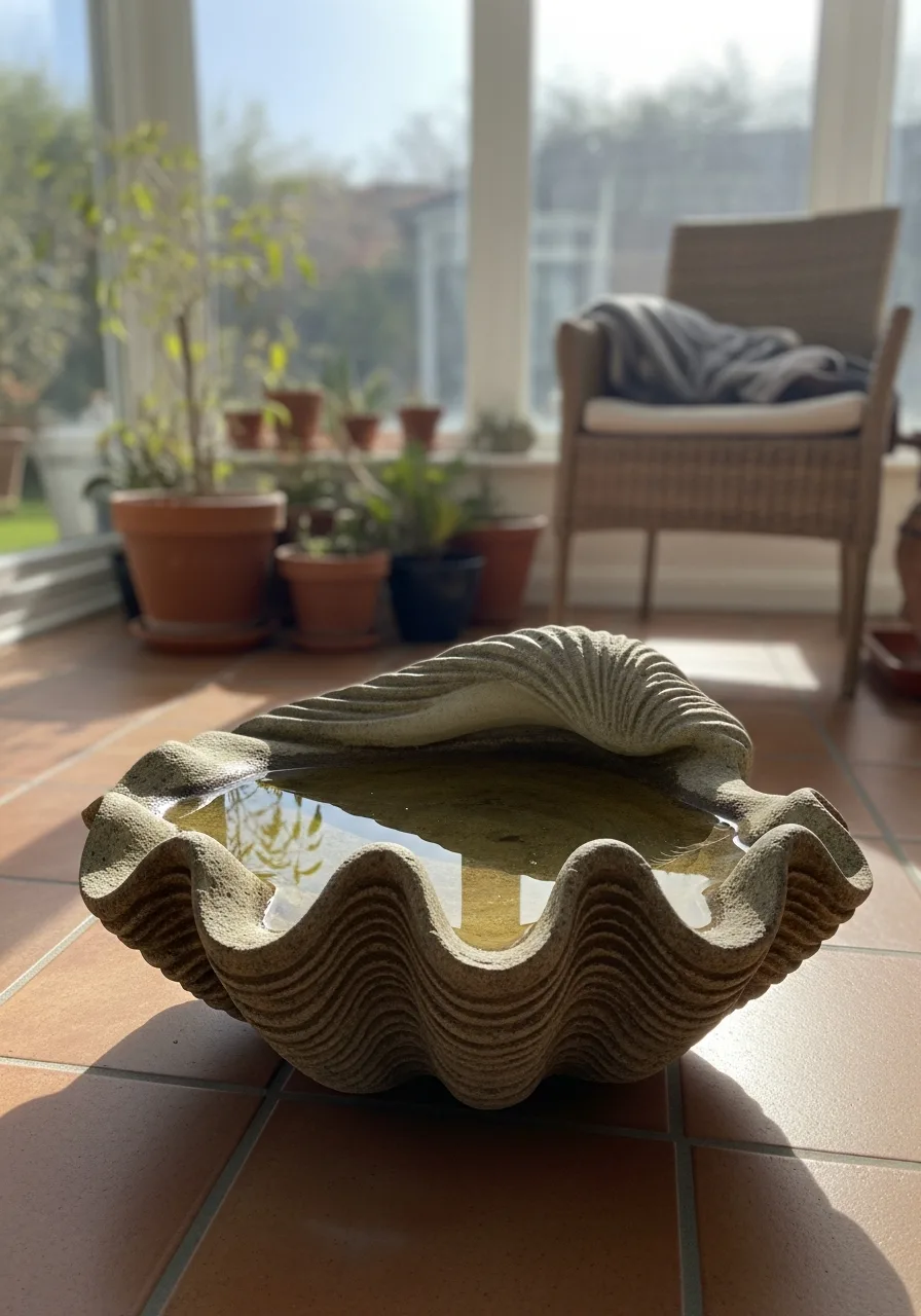 23. Shell-Inspired Bird Bath