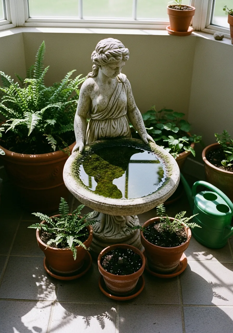 25. Statue Bird Bath Combo