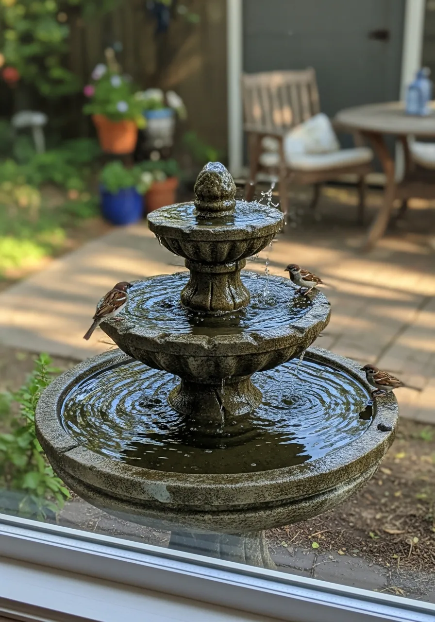 29. Tiered Fountain Bird Bath