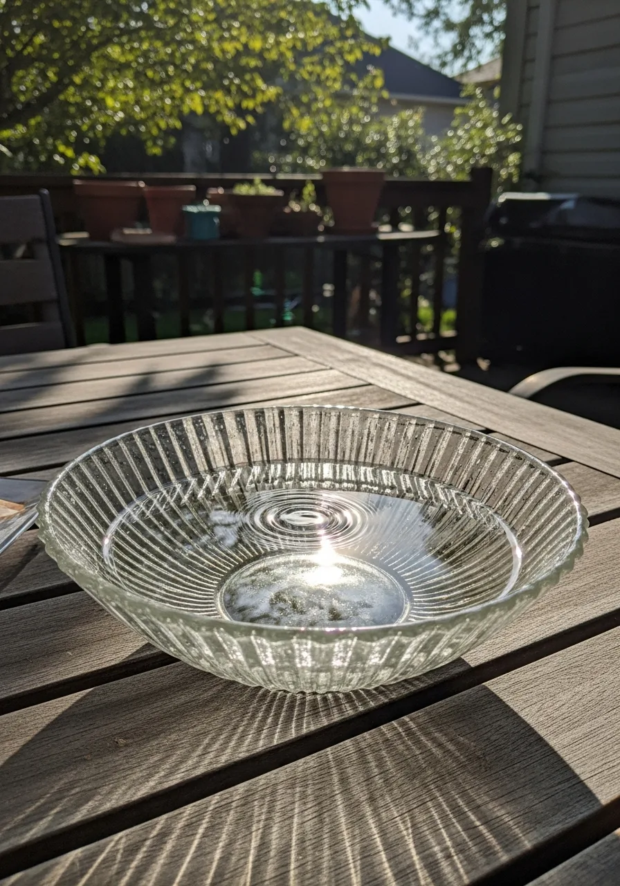 33. Glass Lampshade Bird Bath