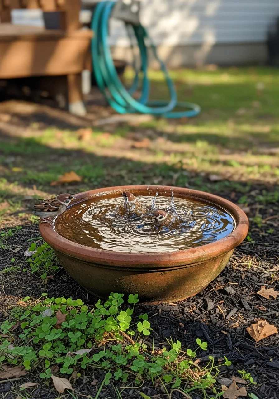 37. Ground-Level Bird Bath