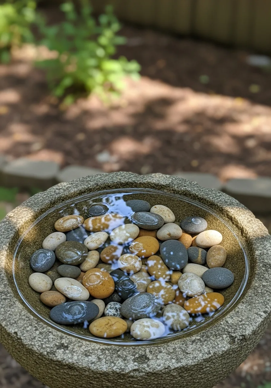 39. Pebble-Filled Bird Bath