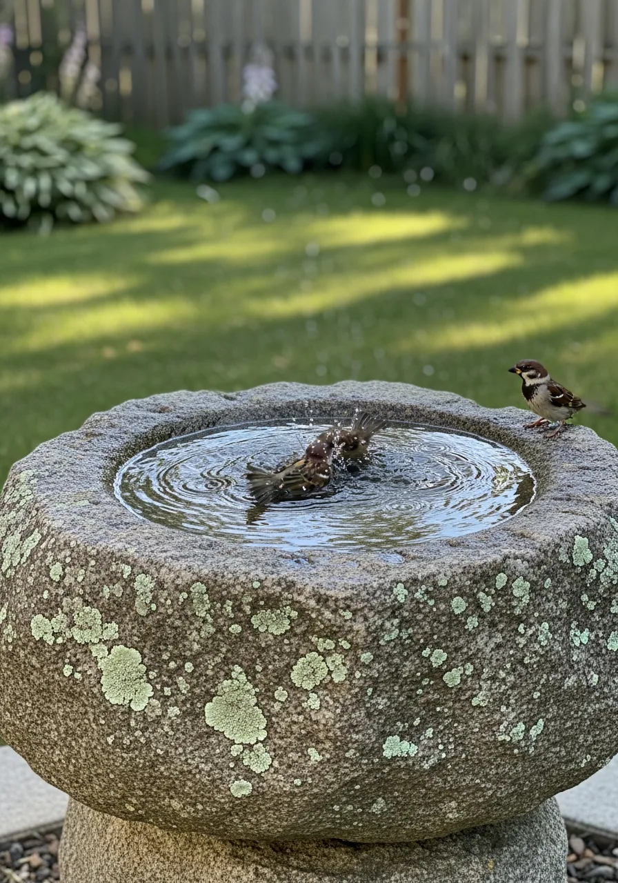 6. Granite Rock Bird Bath