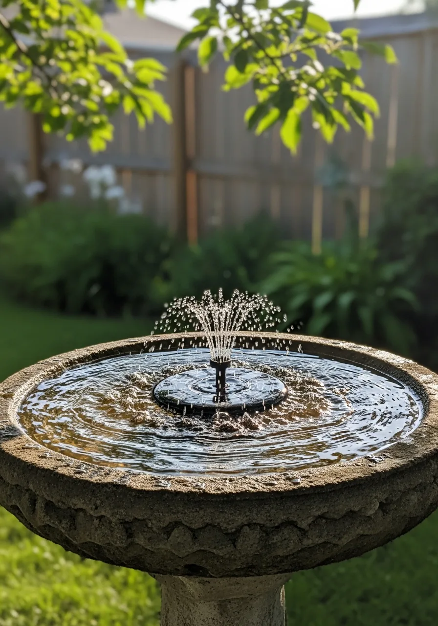 8. Solar Fountain Bird Bath