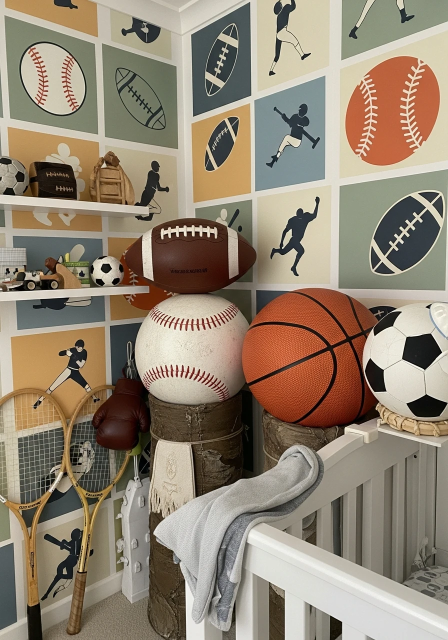 Retro Sports Vibe - 30 Adorable Boy Nursery Themes You'll Love