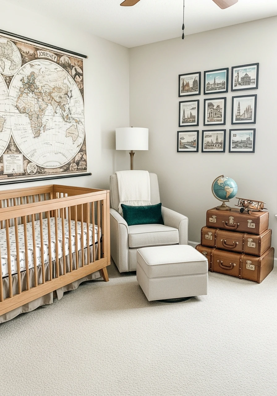 Vintage Travel Journey - 30 Adorable Boy Nursery Themes You'll Love