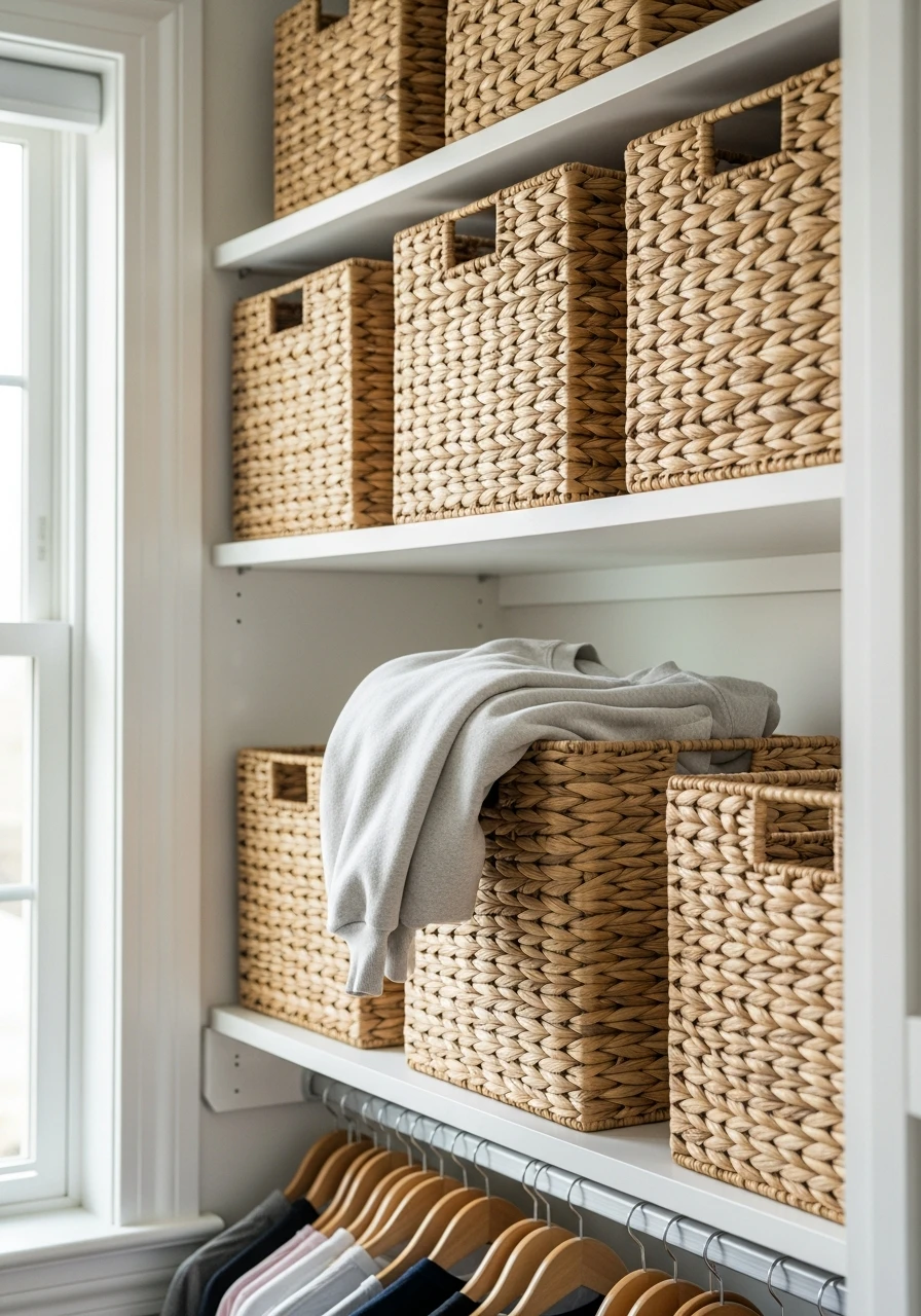 Woven Storage Baskets - 50 Smart Clothes Storage Ideas