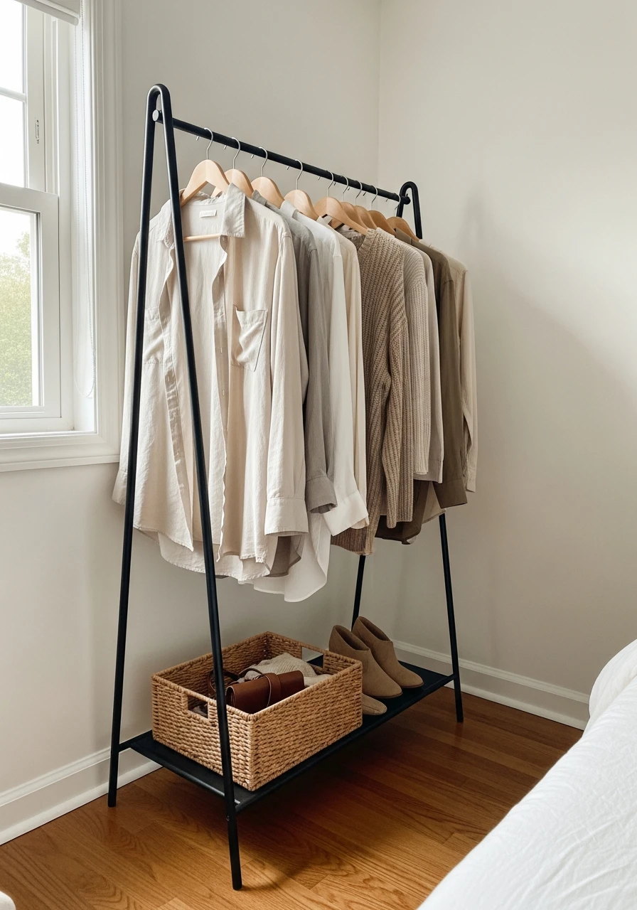 Metal Garment Rack - 50 Smart Clothes Storage Ideas