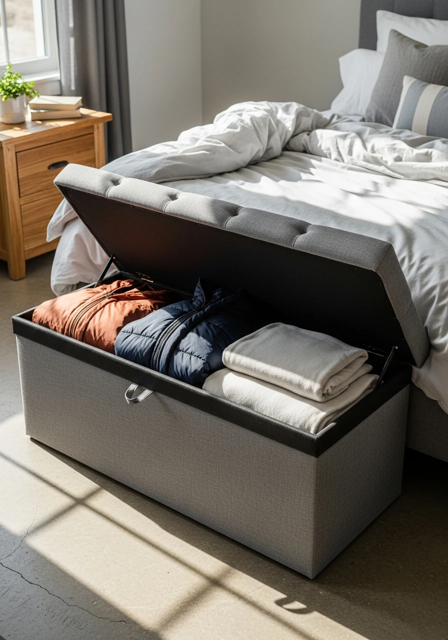Storage Bench Ottoman - 50 Smart Clothes Storage Ideas