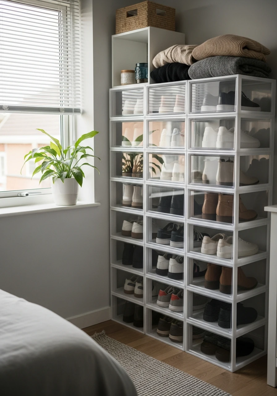 Stackable Shoe Drawers - 50 Smart Clothes Storage Ideas