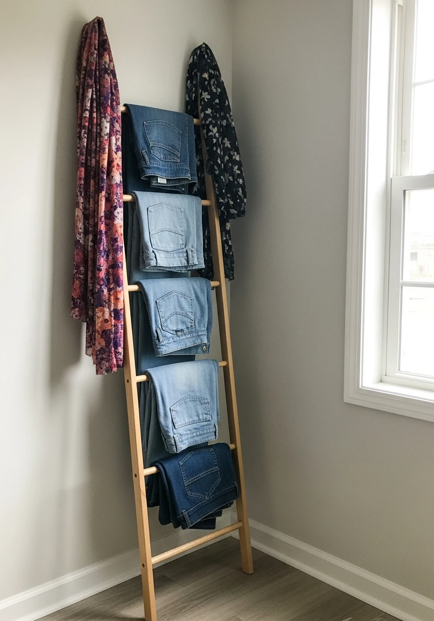Blanket Ladder Stand - 50 Smart Clothes Storage Ideas