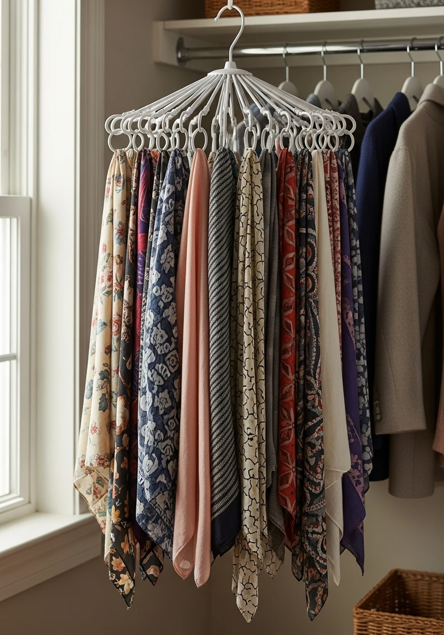 Multi-Loop Scarf Hanger - 50 Smart Clothes Storage Ideas