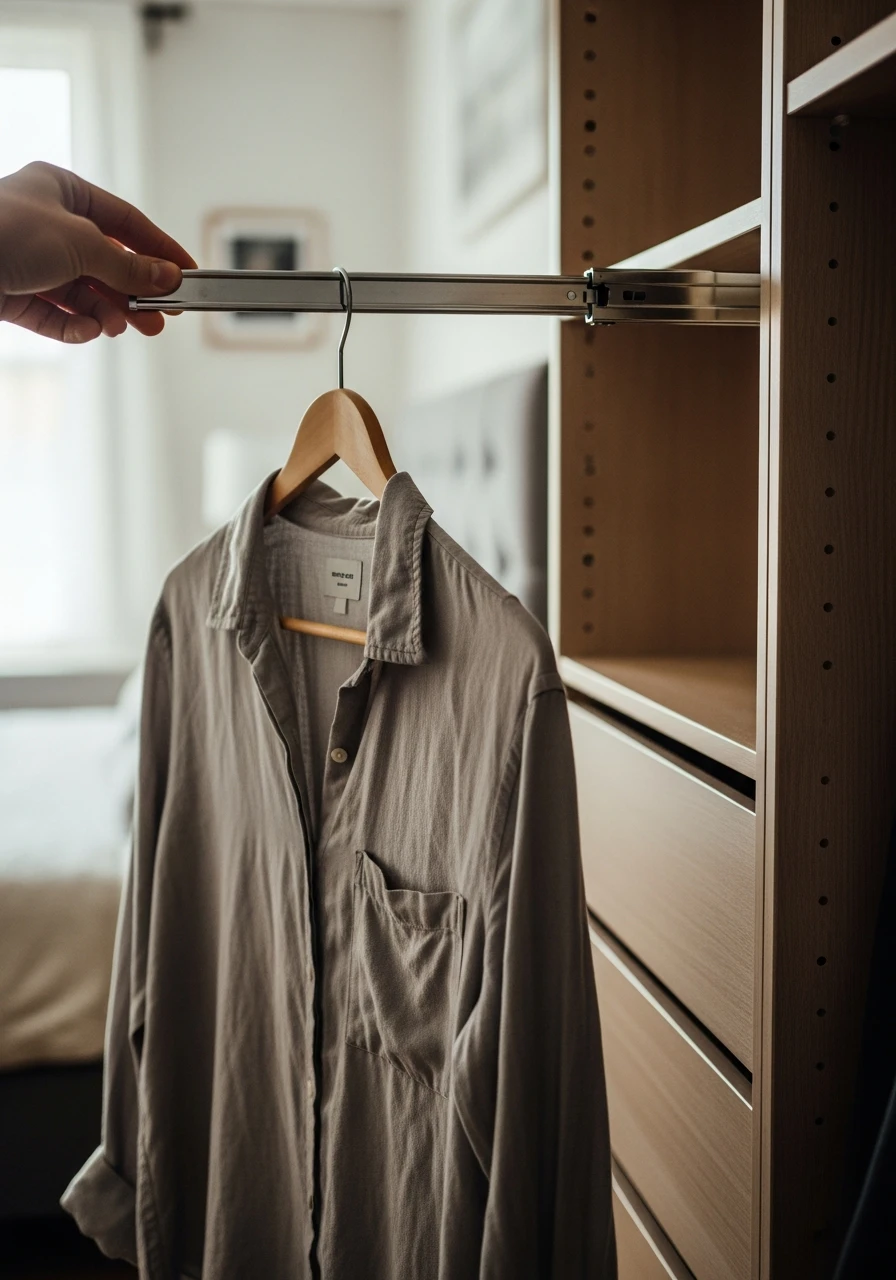 Pull-Out Valet Rod - 50 Smart Clothes Storage Ideas