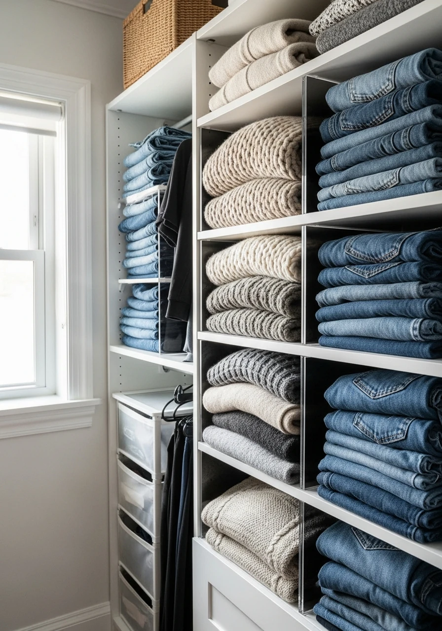 Acrylic Shelf Dividers - 50 Smart Clothes Storage Ideas