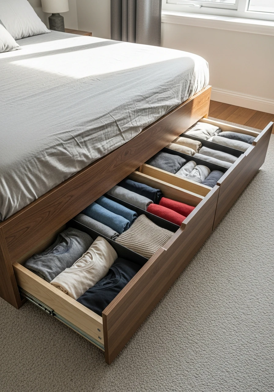 Bed Frame Drawers - 50 Smart Clothes Storage Ideas