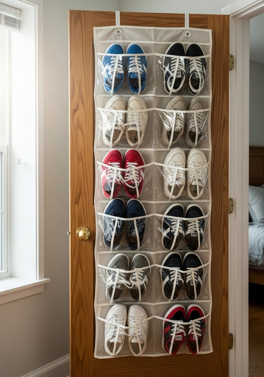 Over-Door Shoe Rack - 50 Smart Clothes Storage Ideas