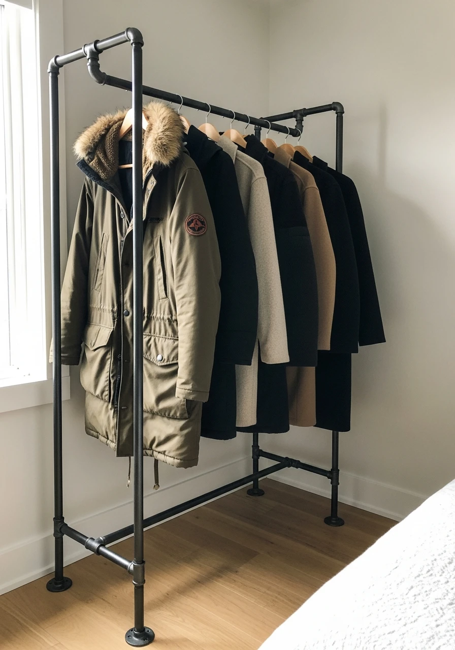 Industrial Pipe Rack - 50 Smart Clothes Storage Ideas