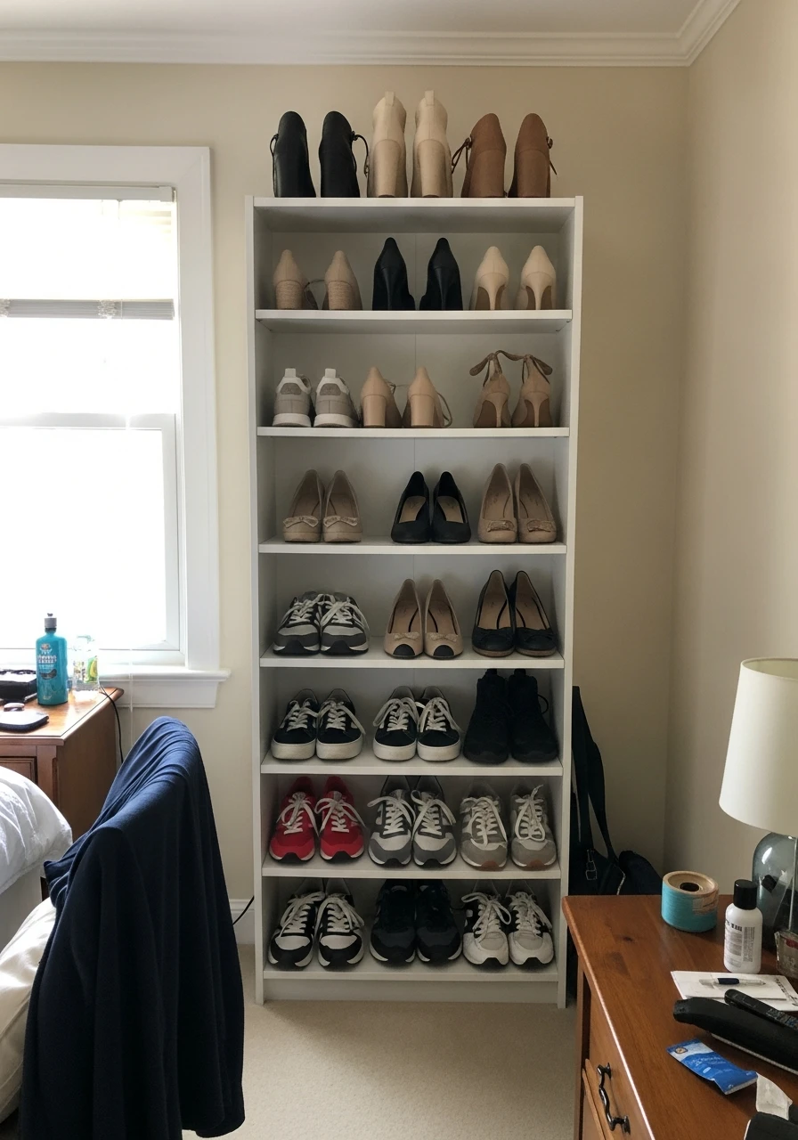 Bookshelf Shoe Display - 50 Smart Clothes Storage Ideas