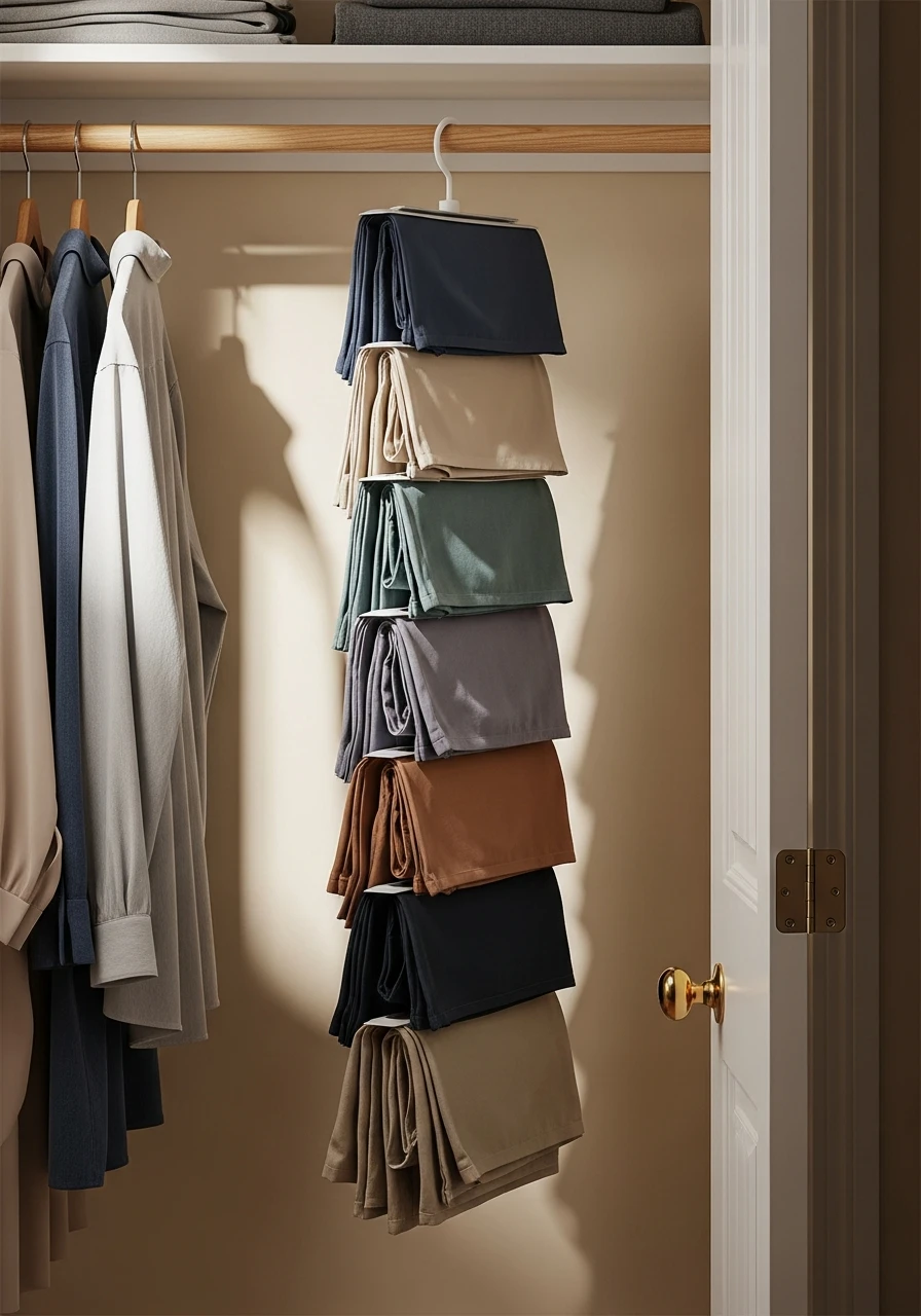 Multi-Tier Pants Hanger - 50 Smart Clothes Storage Ideas