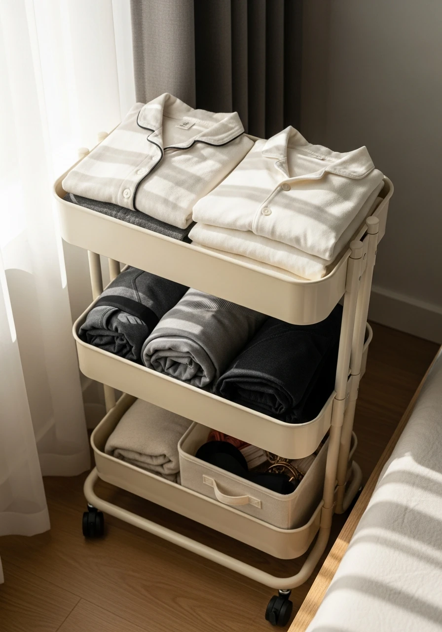 Rolling Utility Cart - 50 Smart Clothes Storage Ideas
