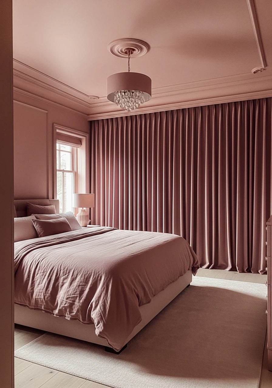 Earthy Mauve Overload - color drenching bedroom