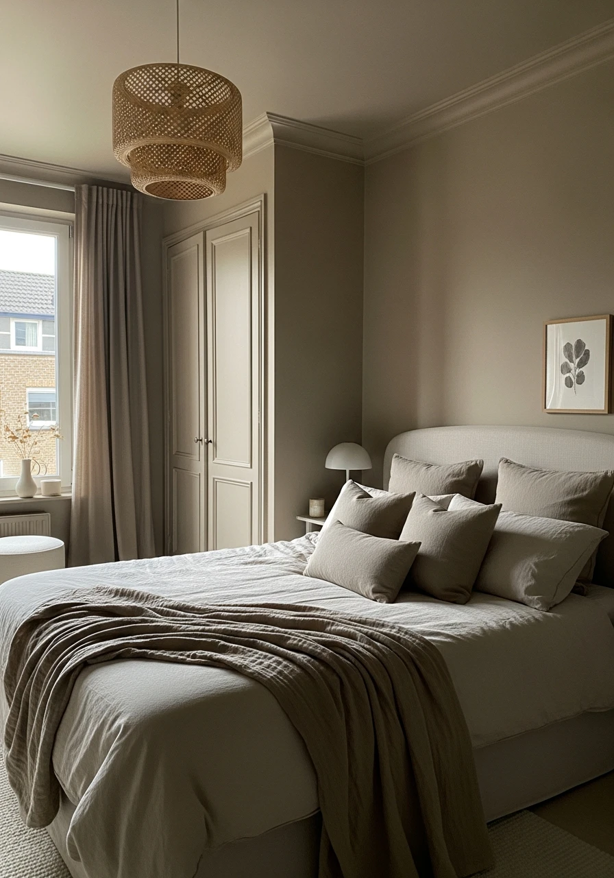 Earthy Taupe Surround - color drenching bedroom