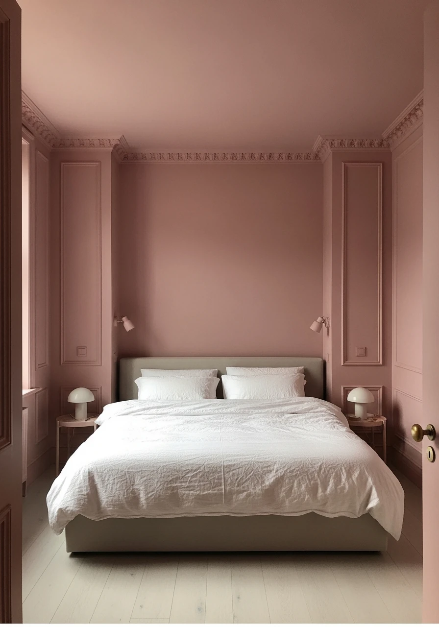 Dusky Pink All Around - color drenching bedroom