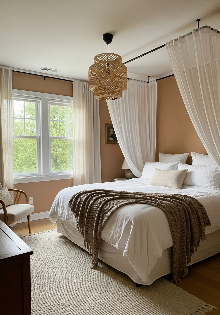 Clay Beige Bedroom - color drenching bedroom
