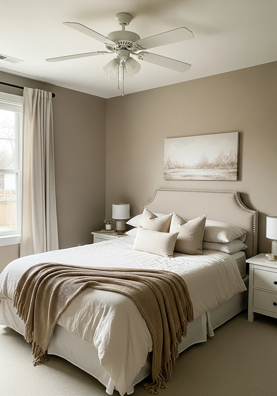 Mushroom Neutral Wrap - color drenching bedroom