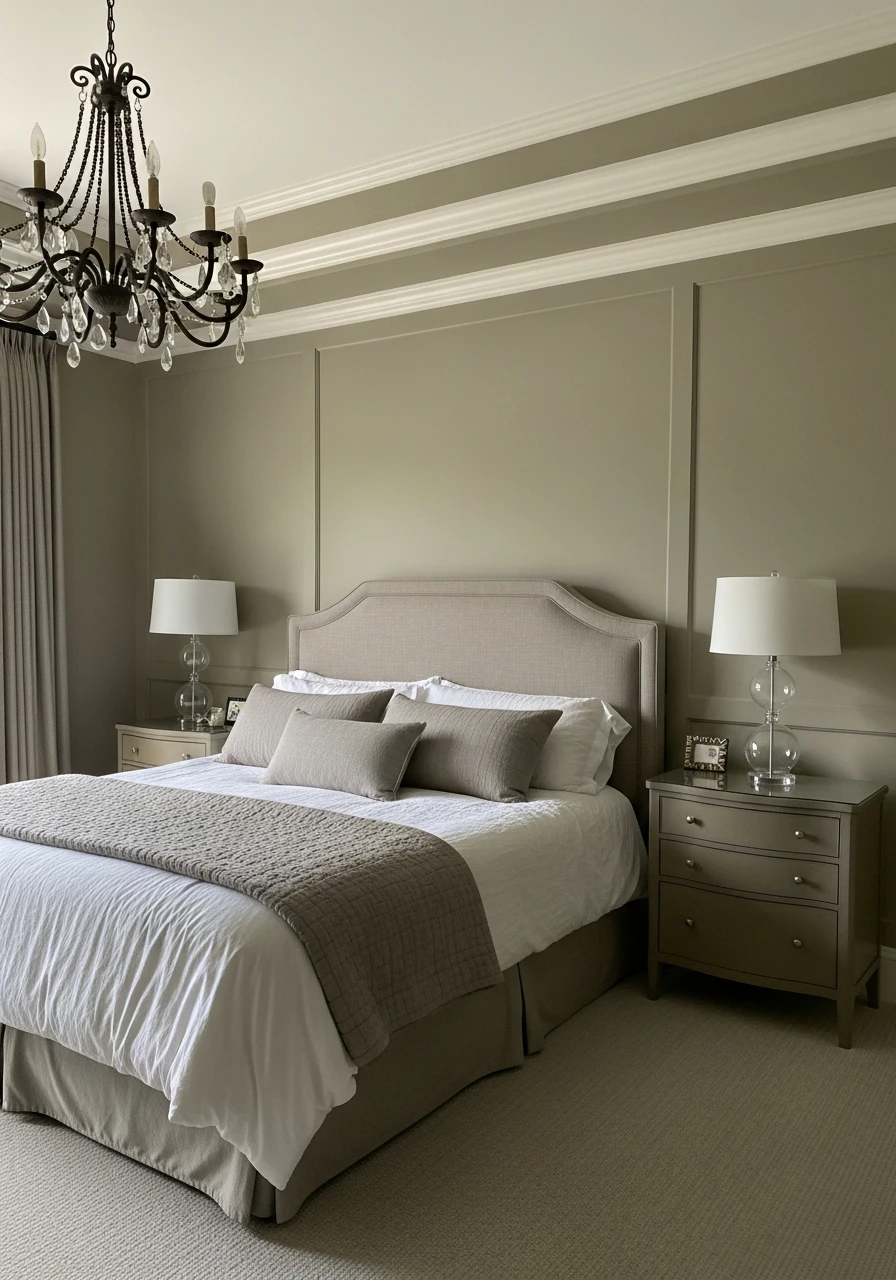 Olive and Taupe Duo - color drenching bedroom