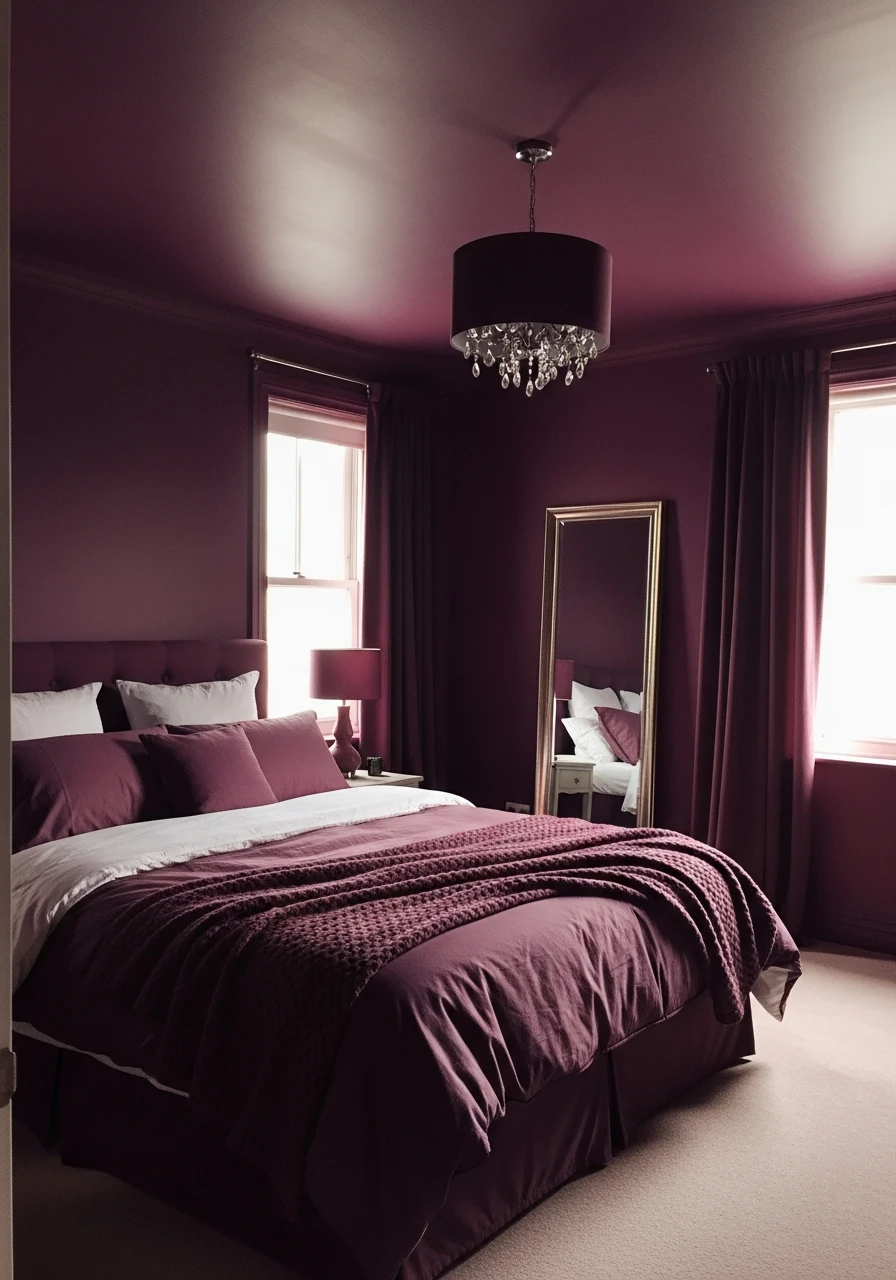 Deep Plum or Aubergine - color drenching bedroom